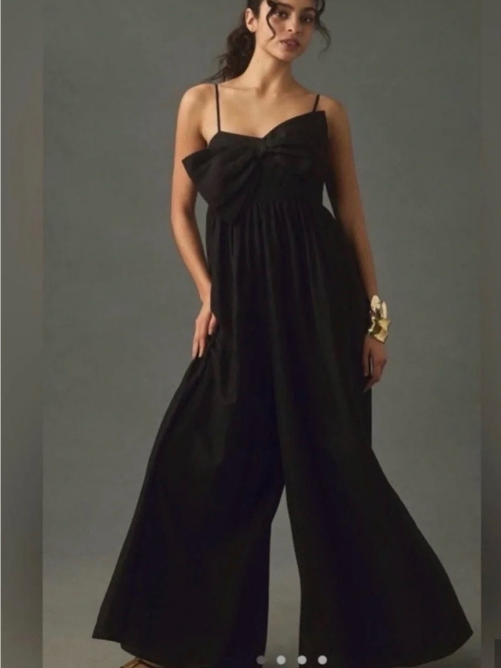 Hutch Black Wide-Leg Bow-Front Jumpsuit